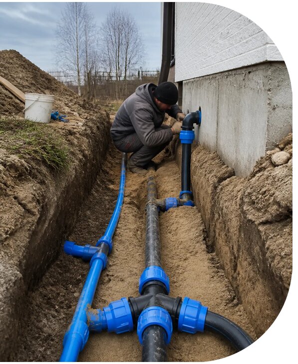 Монтаж наружного водопровода на участке под ключ в Городце